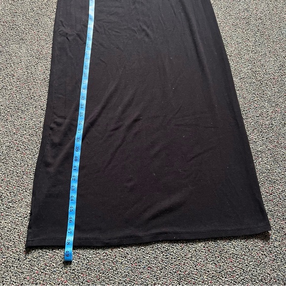 Modest Black Ribbed Stretchy Sleeveless Layering Round High Neck Maxi Midi Dress - Picture 16 of 16